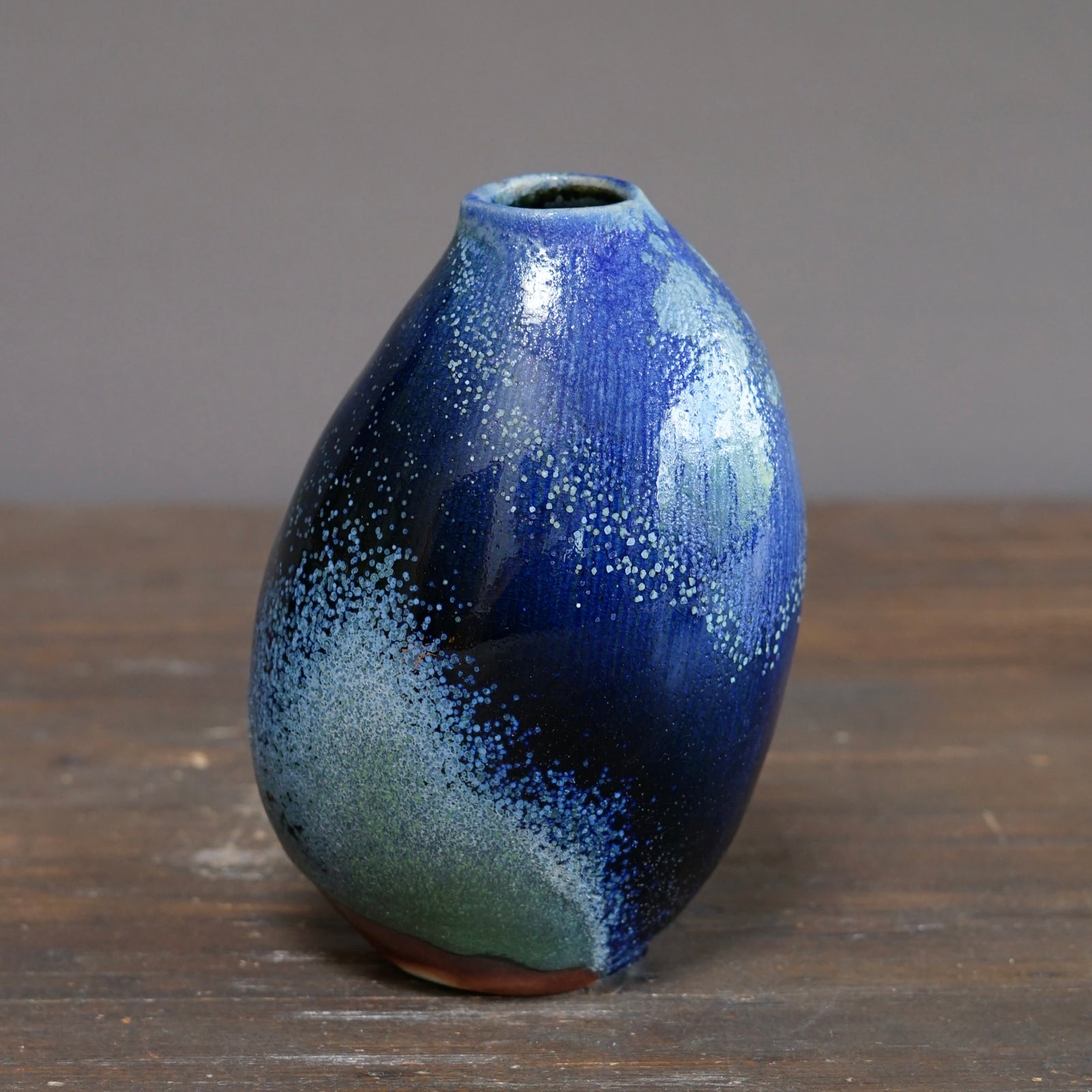 Blue TENMOKU Current Flower Vase #KY242A