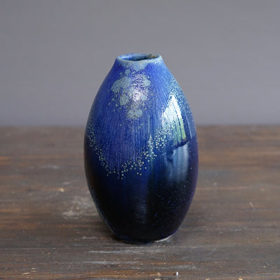 Blue TENMOKU Current Flower Vase #KY242A
