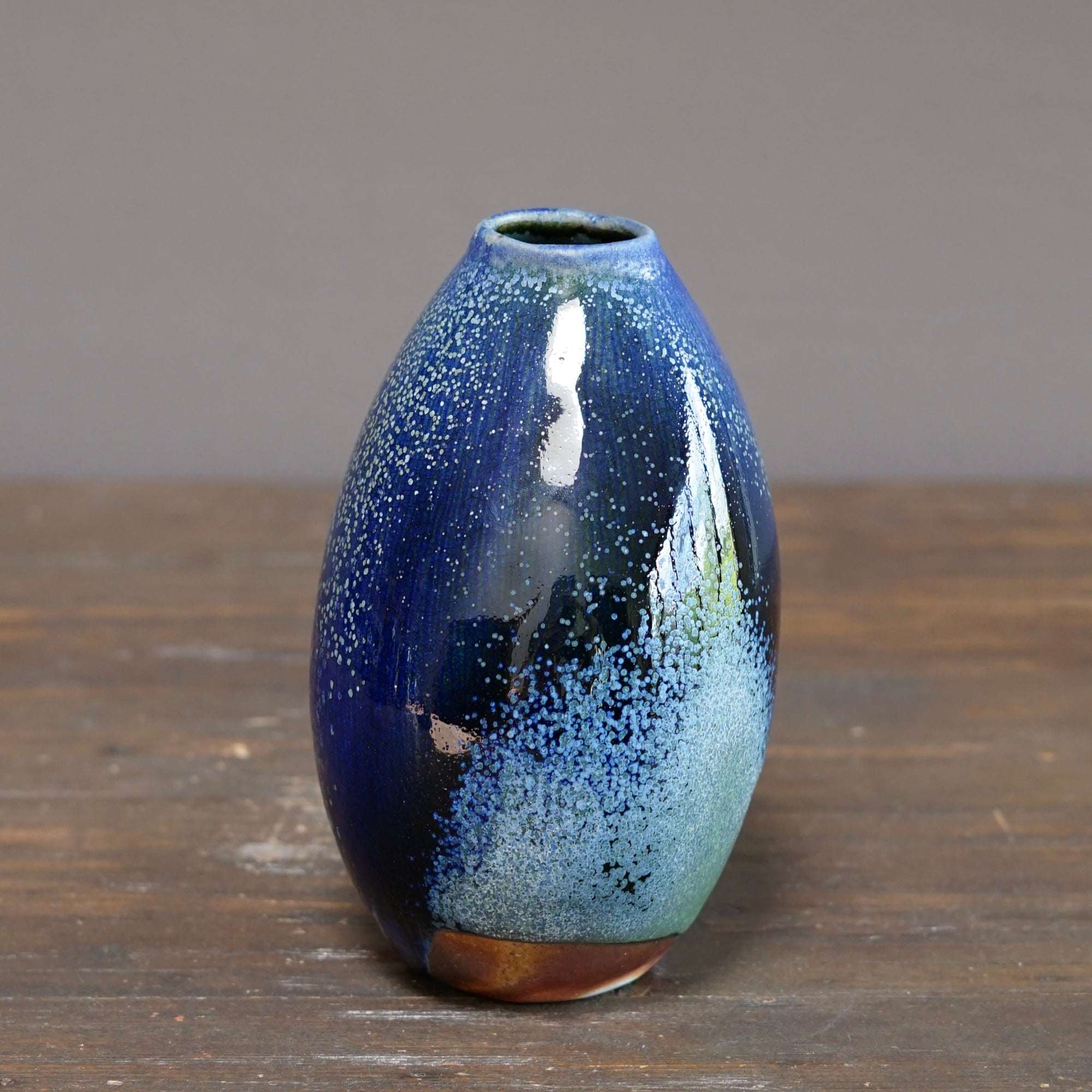 Blue TENMOKU Current Flower Vase #KY242A