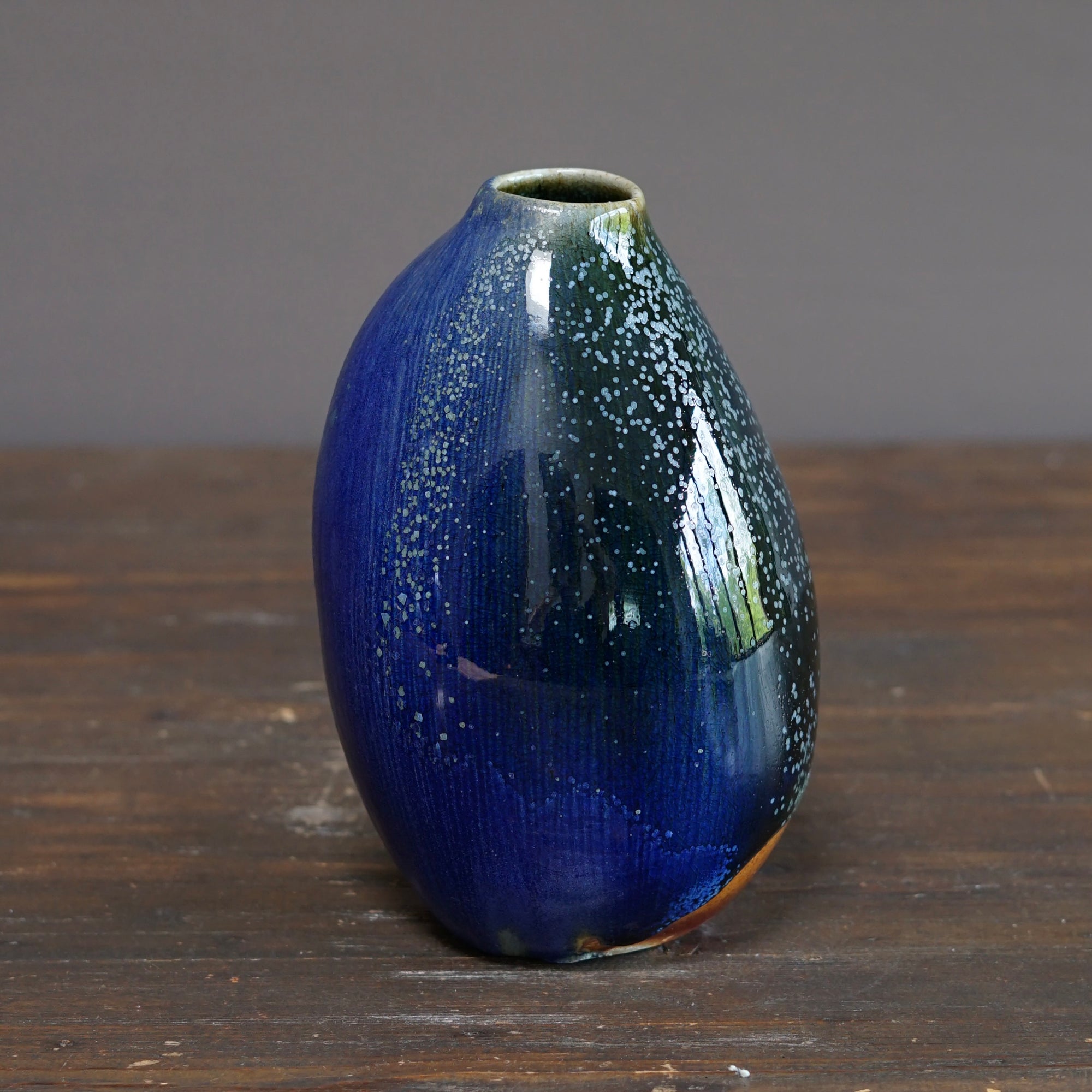 Blue TENMOKU Current Flower Vase #KY242B