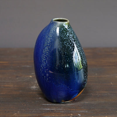 Blue TENMOKU Current Flower Vase #KY242B