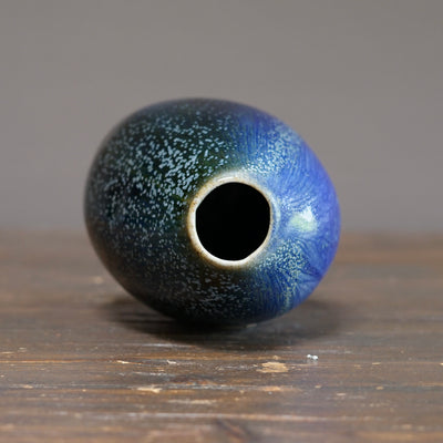 Blue TENMOKU Current Flower Vase #KY242B
