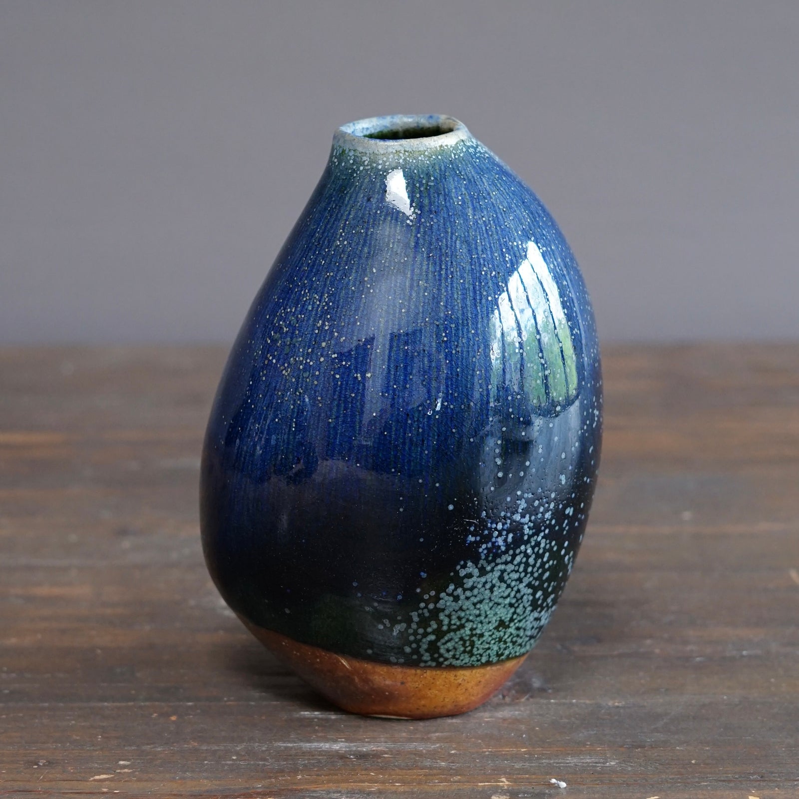 Blue TENMOKU Current Flower Vase #KY242C