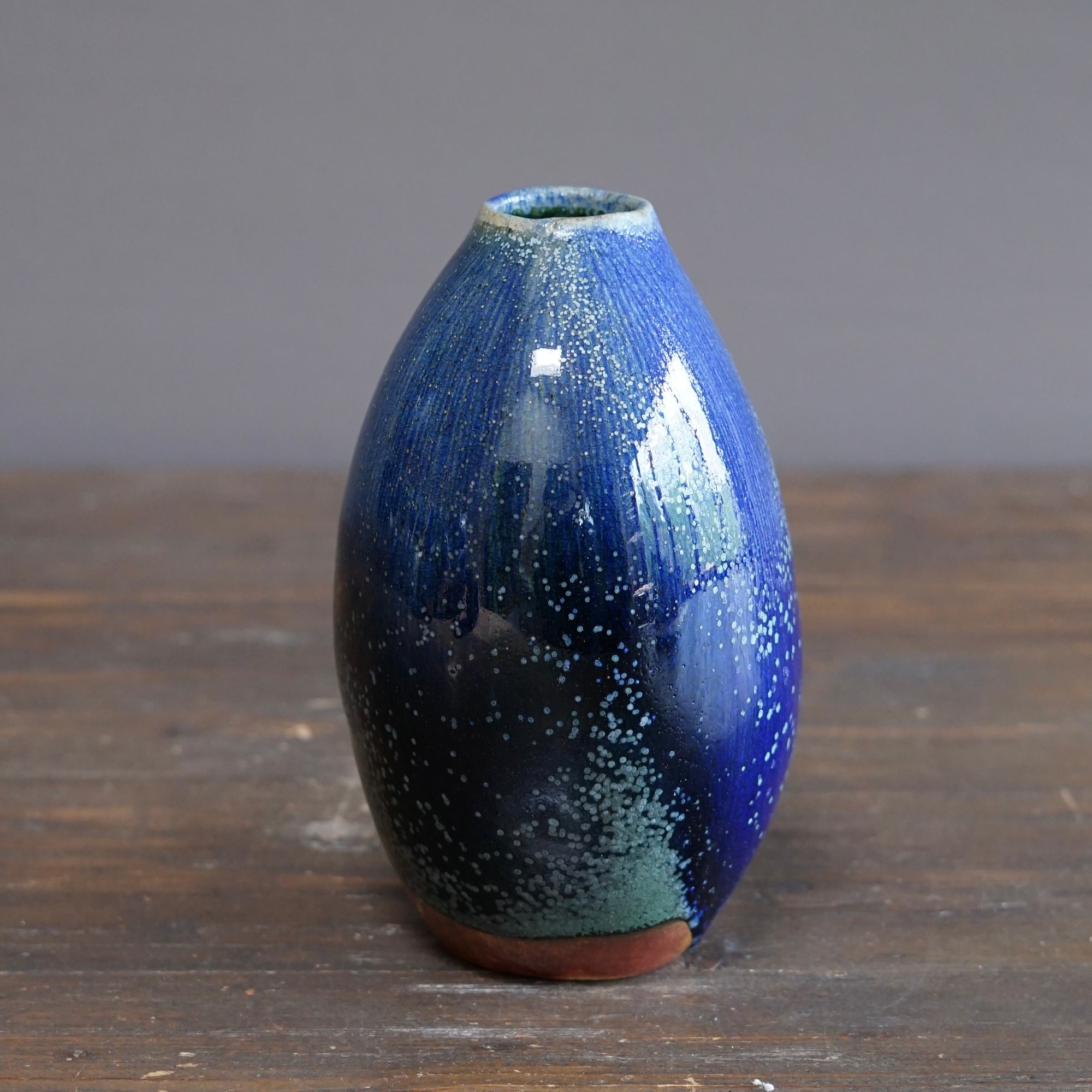 Blue TENMOKU Current Flower Vase #KY242C