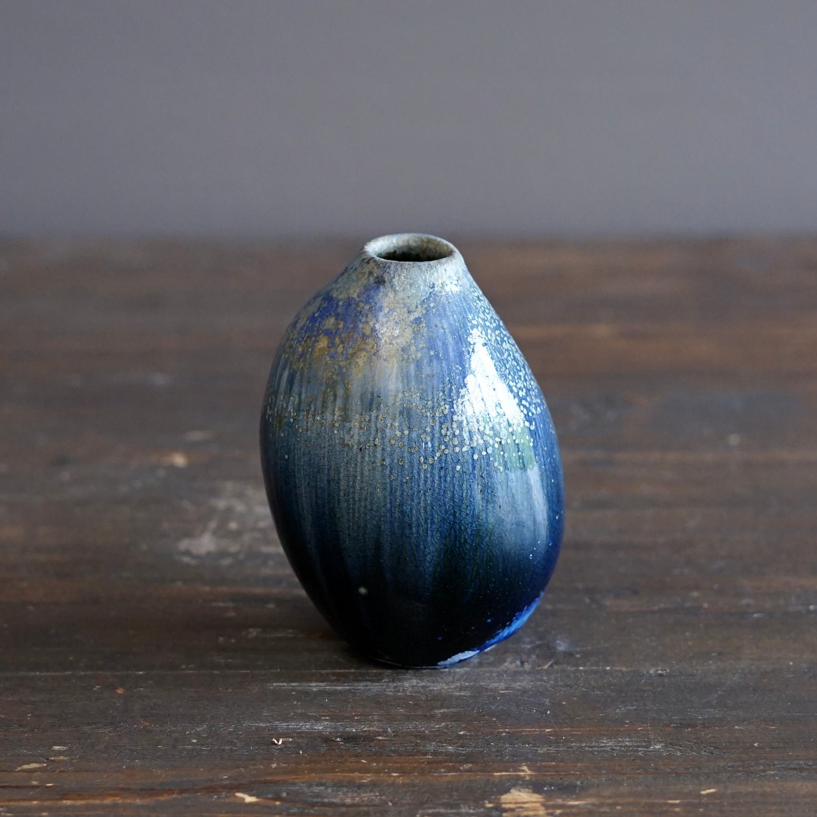 Blue TENMOKU Current Flower Vase #KY244A