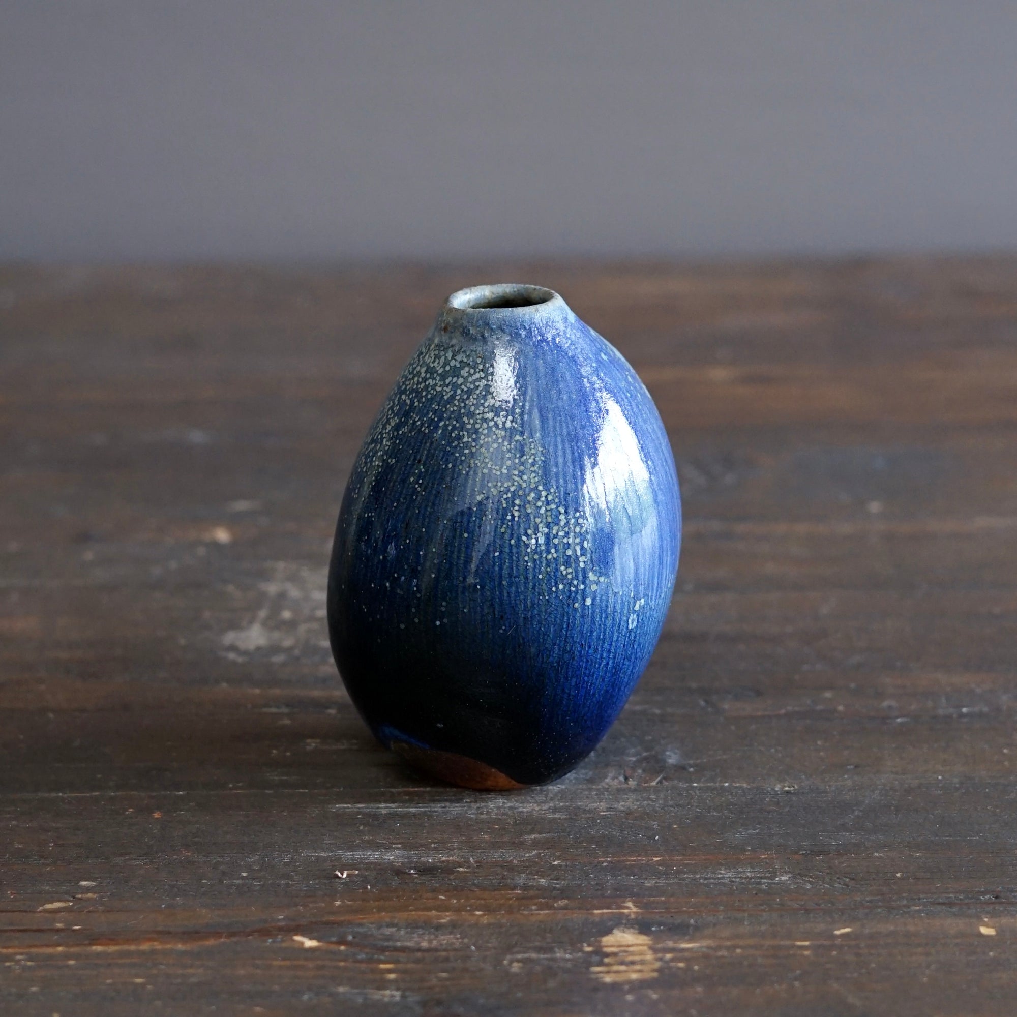 Blue TENMOKU Current Flower Vase #KY244A