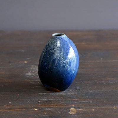 Blue TENMOKU Current Flower Vase #KY244A
