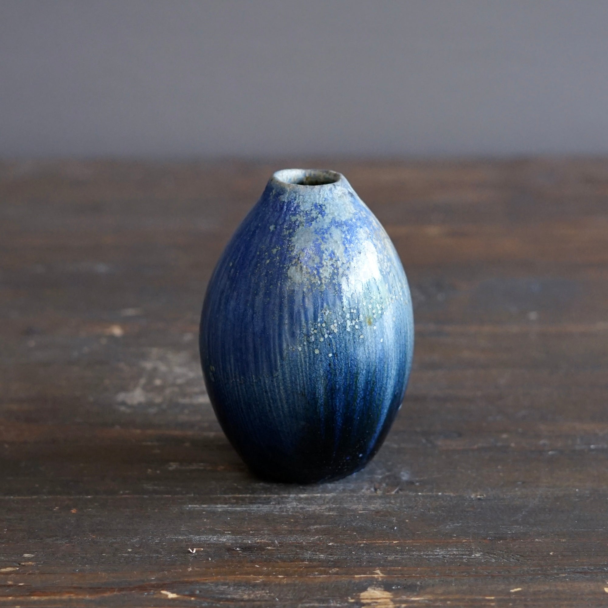 Blue TENMOKU Current Flower Vase #KY244A