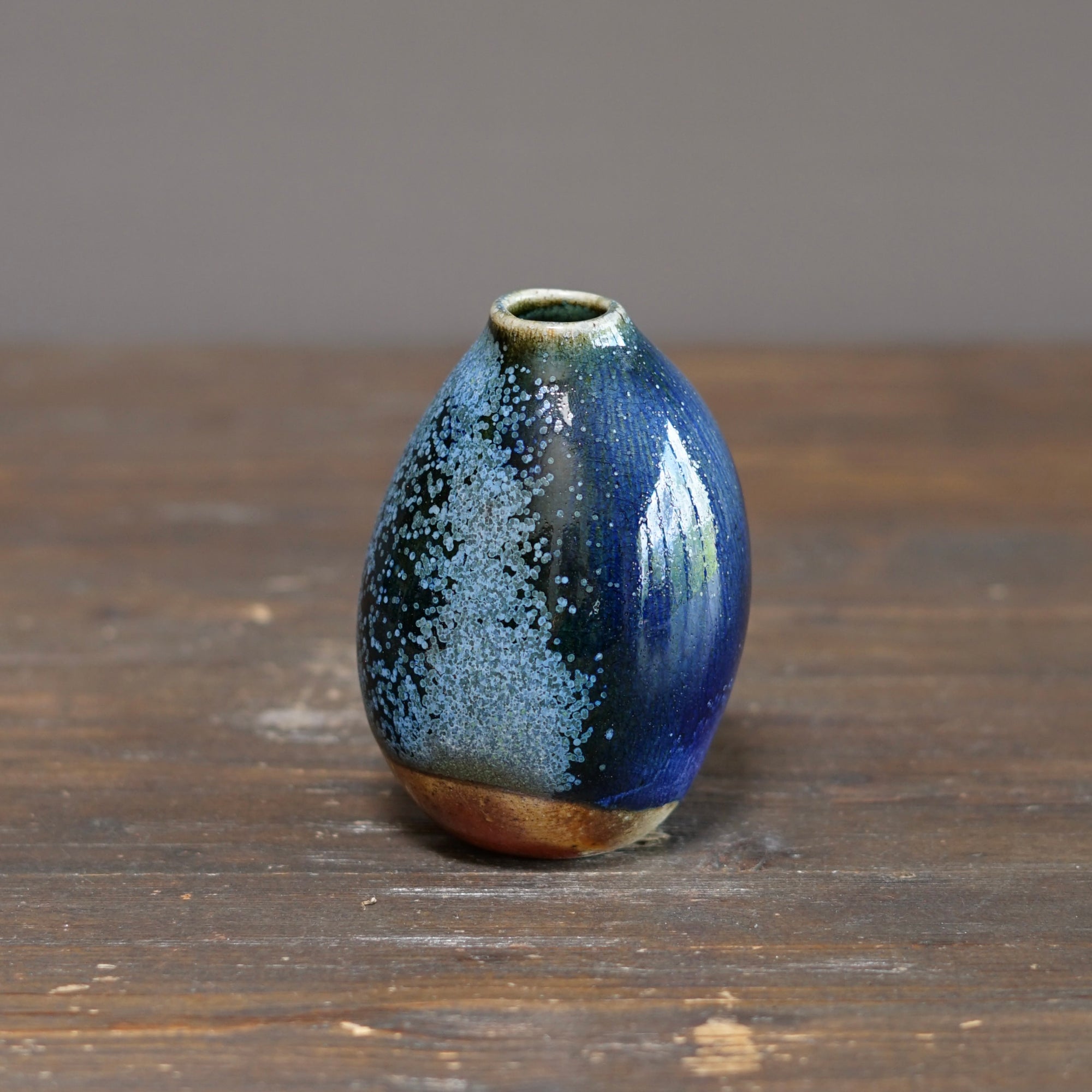Blue TENMOKU Current Flower Vase #KY244B