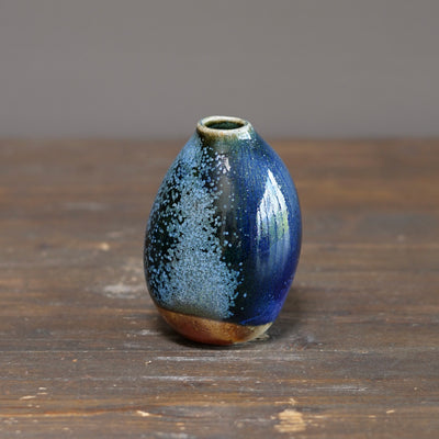 Blue TENMOKU Current Flower Vase #KY244B