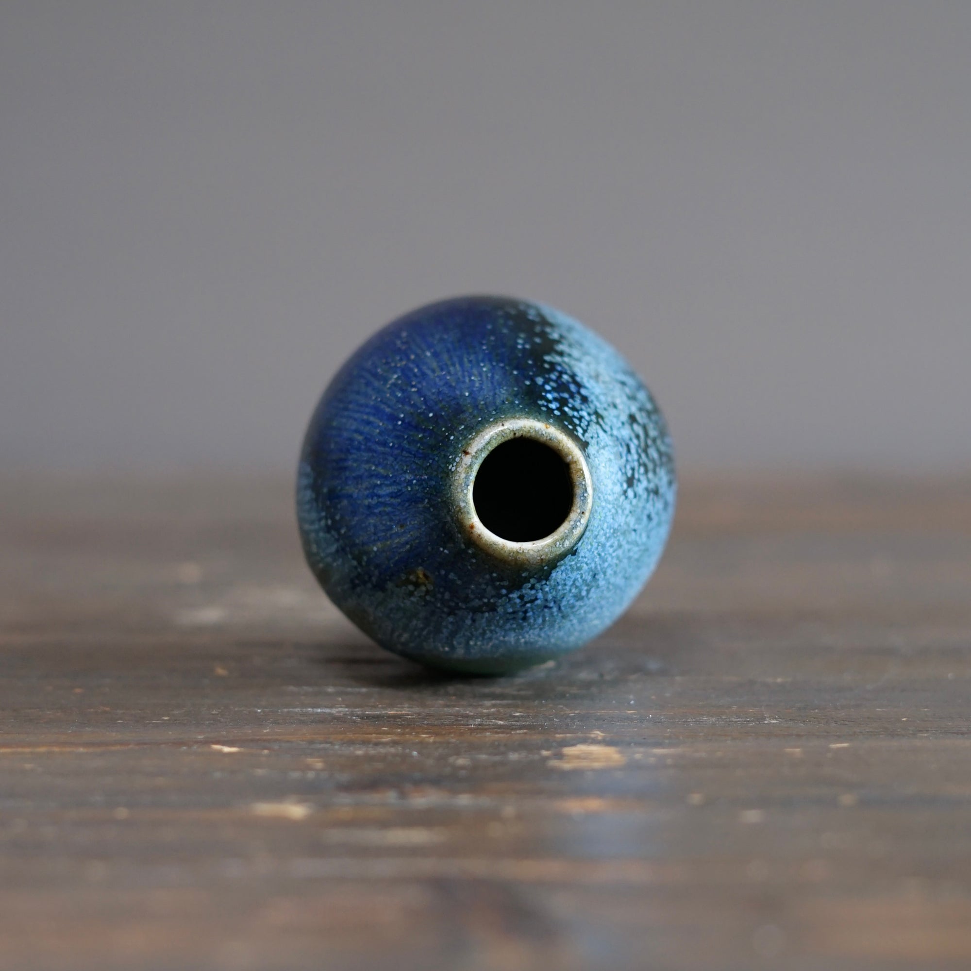 Blue TENMOKU Current Flower Vase #KY244B