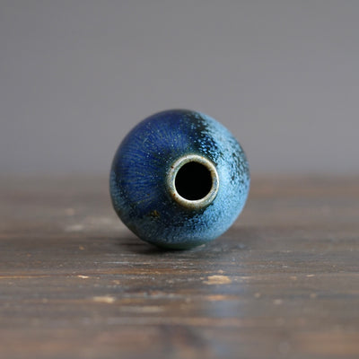 Blue TENMOKU Current Flower Vase #KY244B