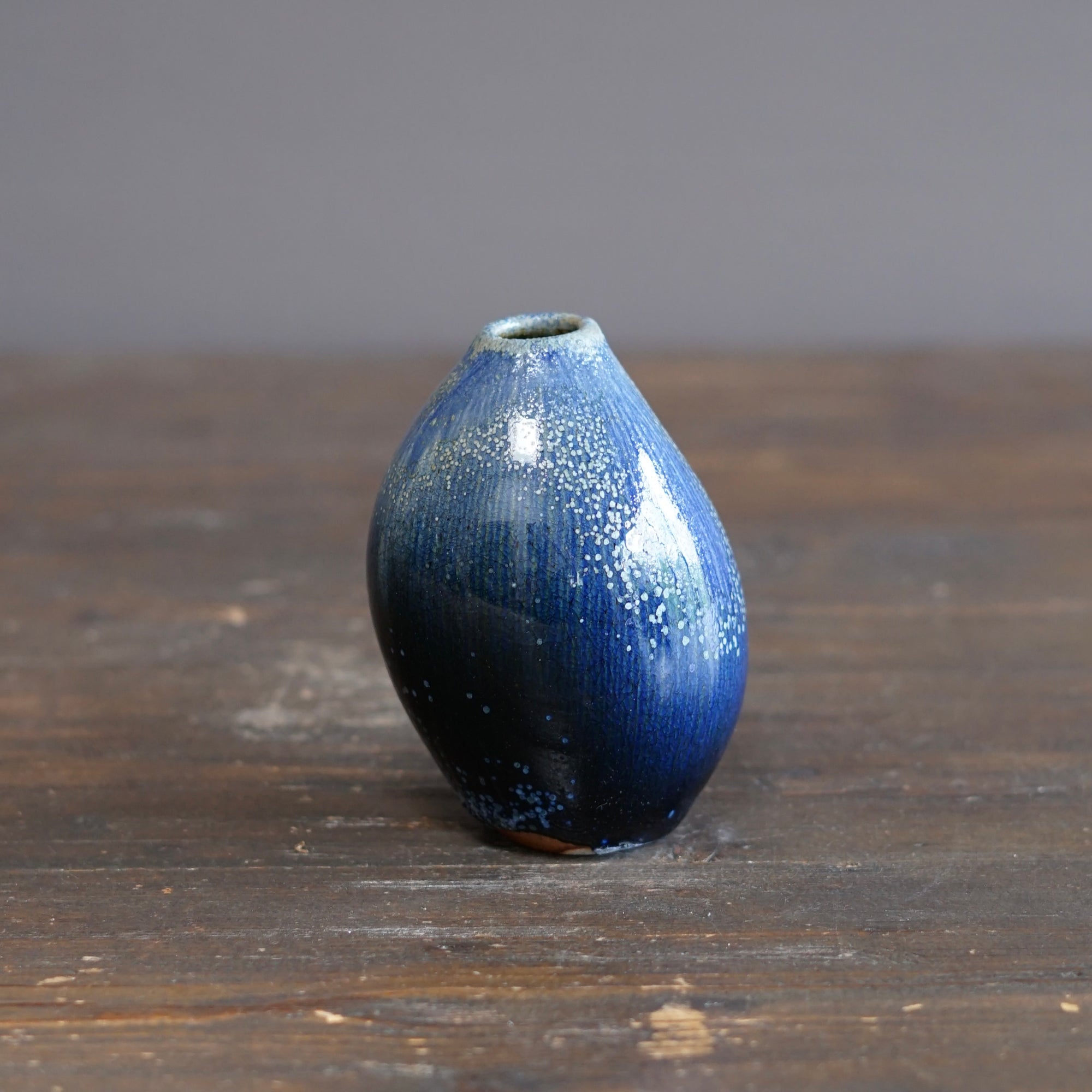 Blue TENMOKU Current Flower Vase #KY244C
