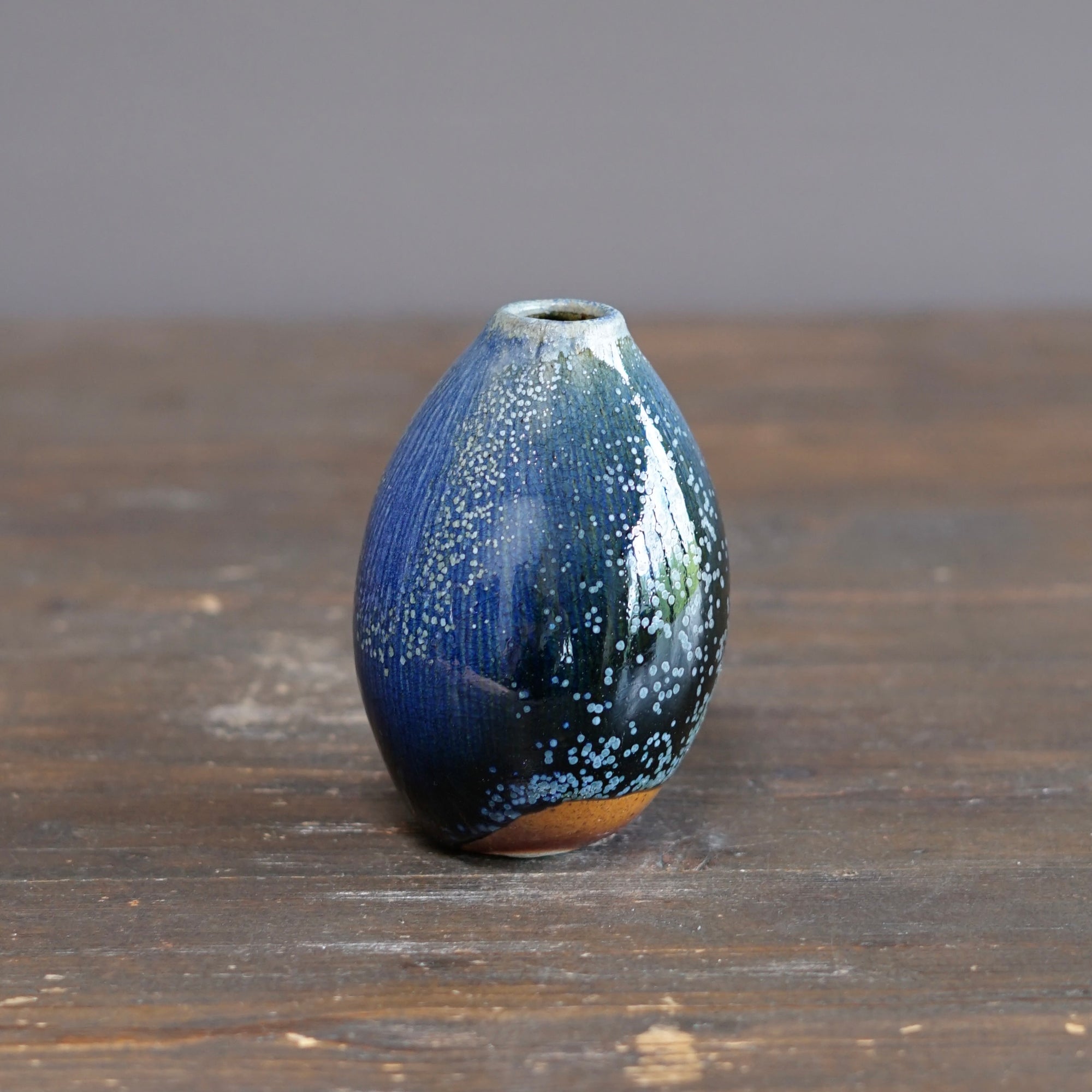 Blue TENMOKU Current Flower Vase #KY244C