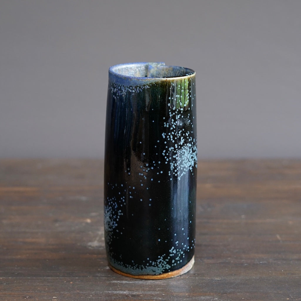 Blue TENMOKU Wraps Tall Vase #KY236B