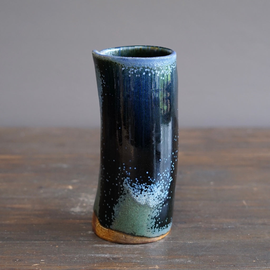 Blue TENMOKU Wraps Tall Vase #KY236B