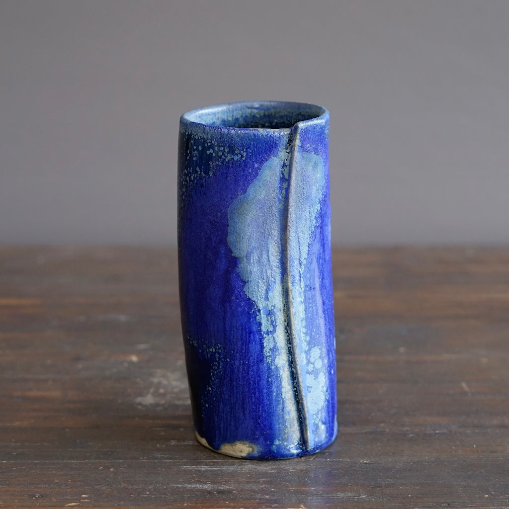 Blue TENMOKU Wraps Tall Vase #KY237