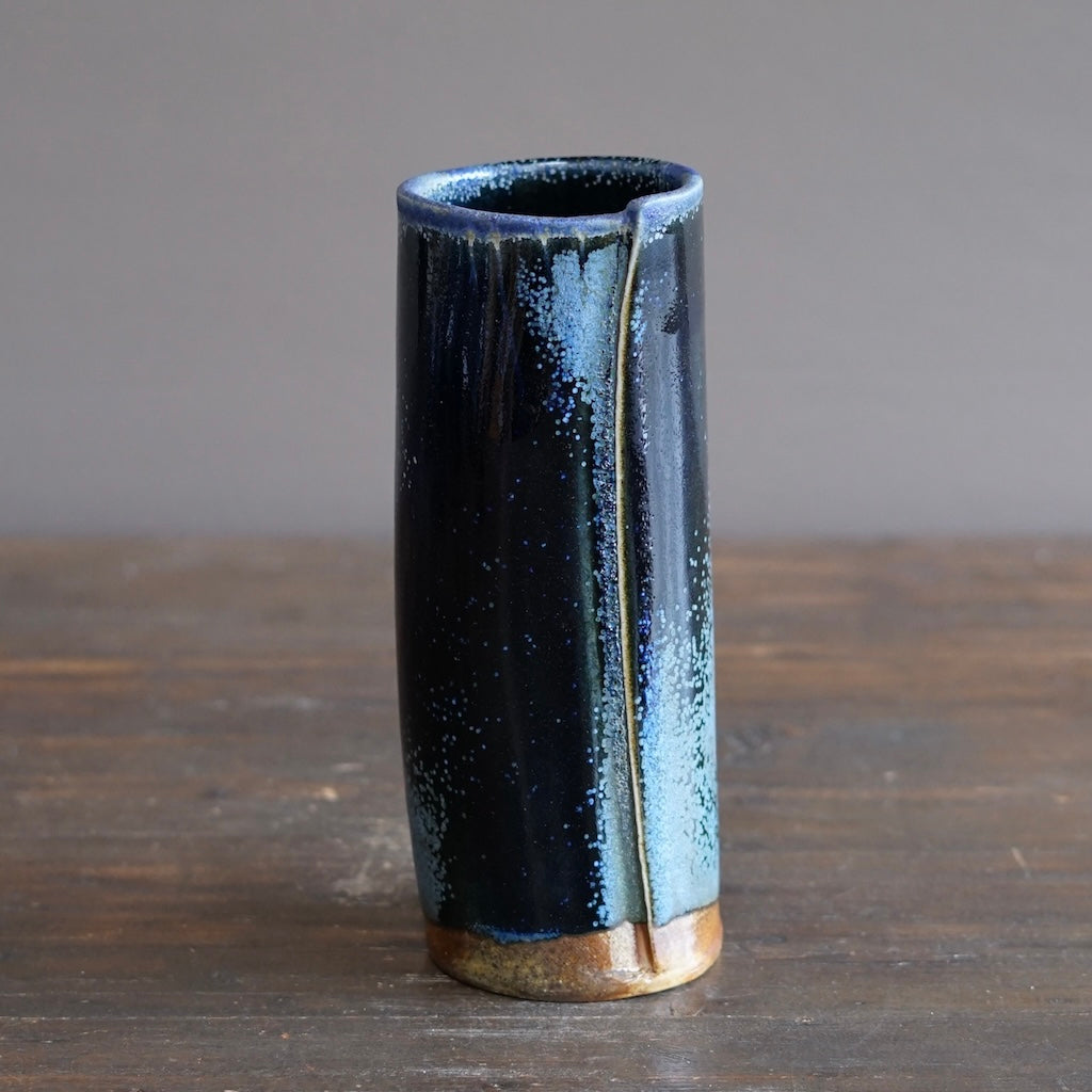 Blue TENMOKU Wraps Tall Vase #KY235