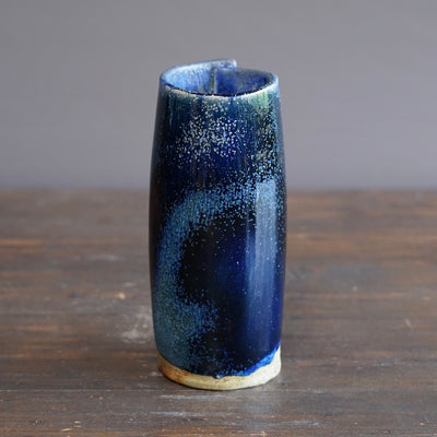 Blue TENMOKU Wraps Tall Vase #KY208