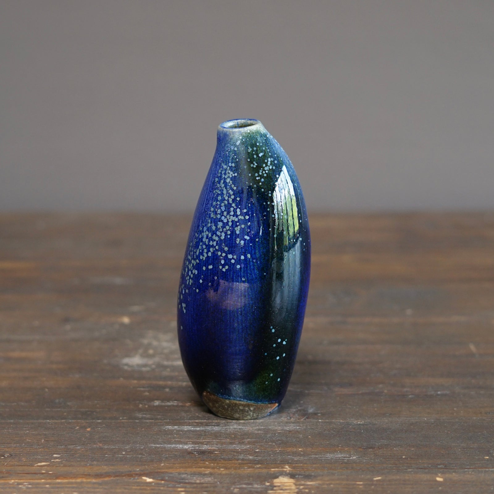 Blue TENMOKU Current Flower Vase #KY243A