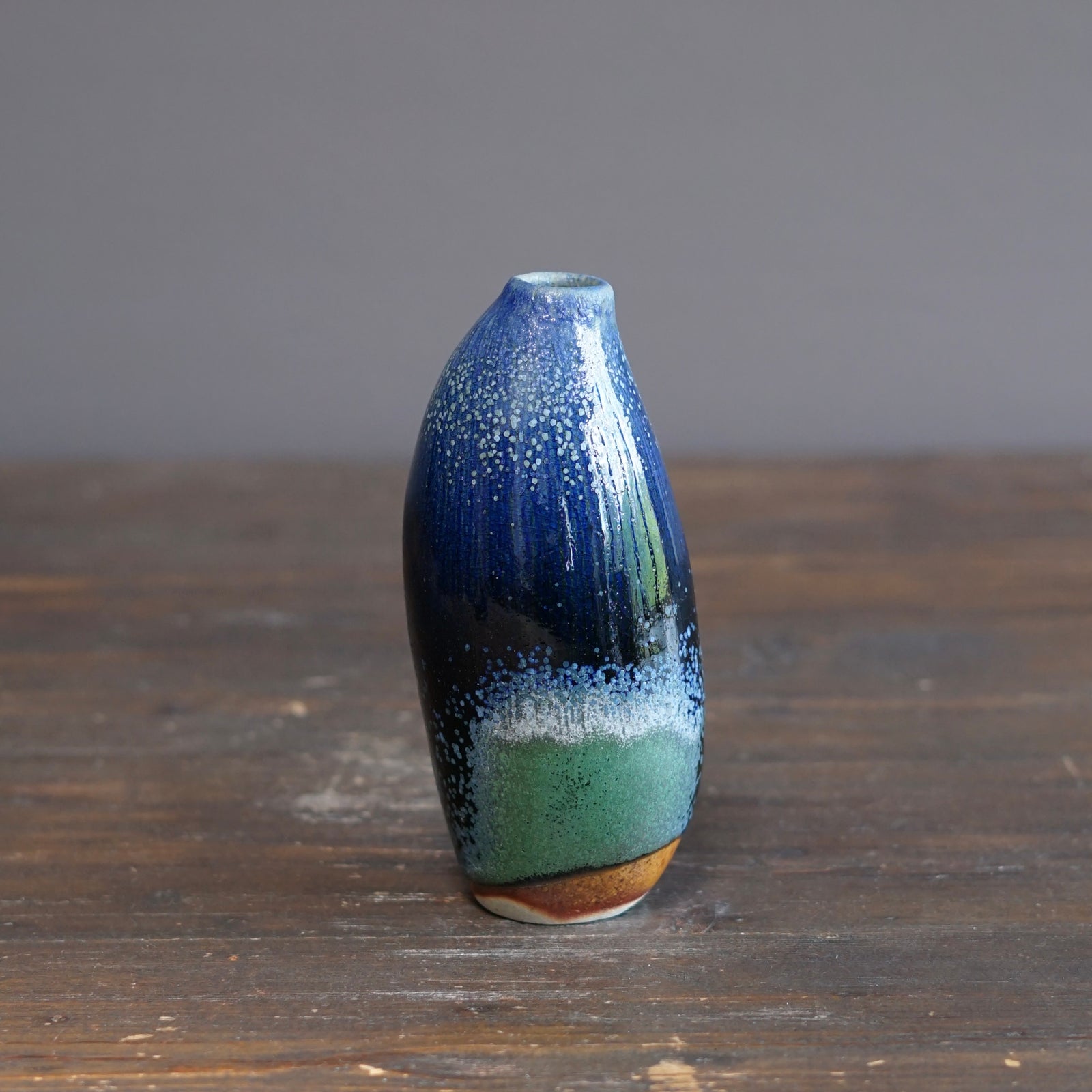 Blue TENMOKU Current Flower Vase #KY243B