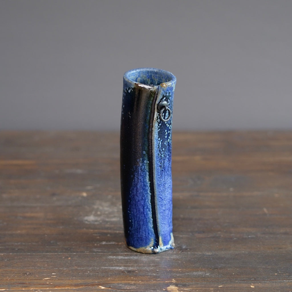 Blue TENMOKU Hanging Flower Vase #KY239A