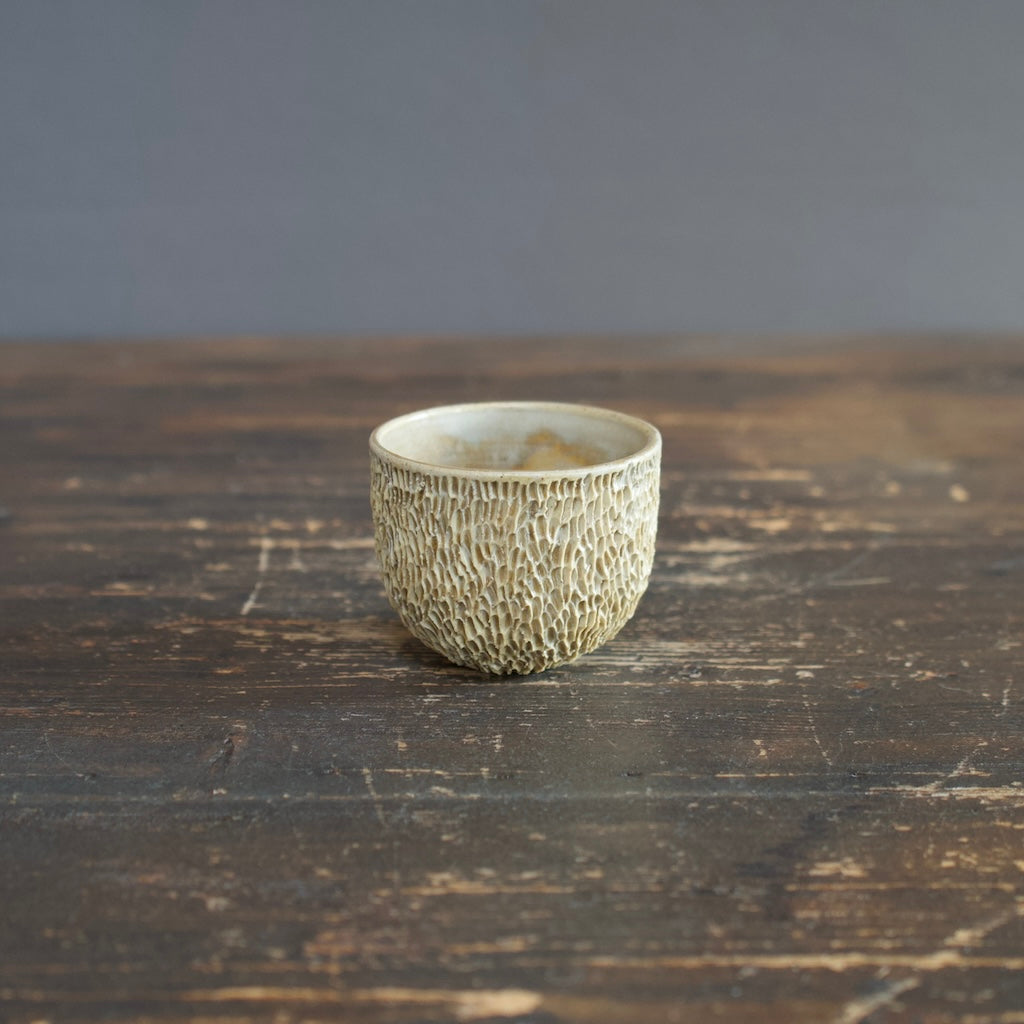 Carved Tan Sake Cup #LK755B