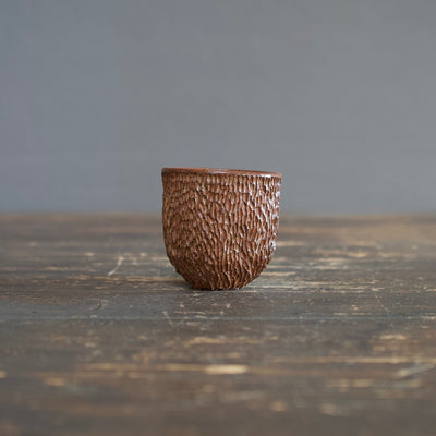 Carved Brown Sake Cup #LK755L