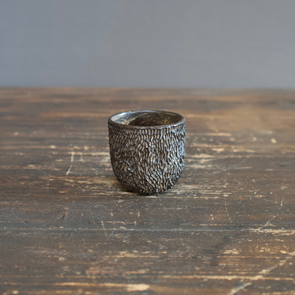 Carved Brown Sake Cup #LK755E