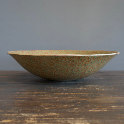 Brown / Green Dots Extra Large Serving Bowl #LK766