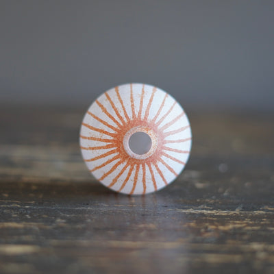 Round Ball Bud Vase Frosted Red Stripes #YY30A