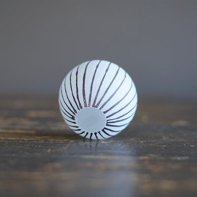 Round Ball Bud Vase Frosted Brown Stripes #YY32C