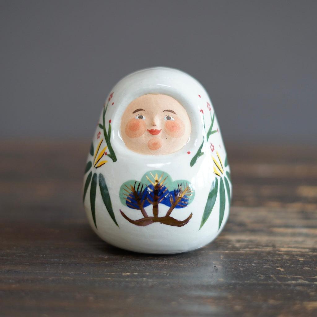 DARUMA Doll White Good Luck Holidays #OKA11