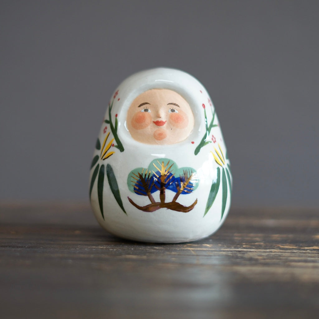 DARUMA Doll White Good Luck Holidays #OKA11