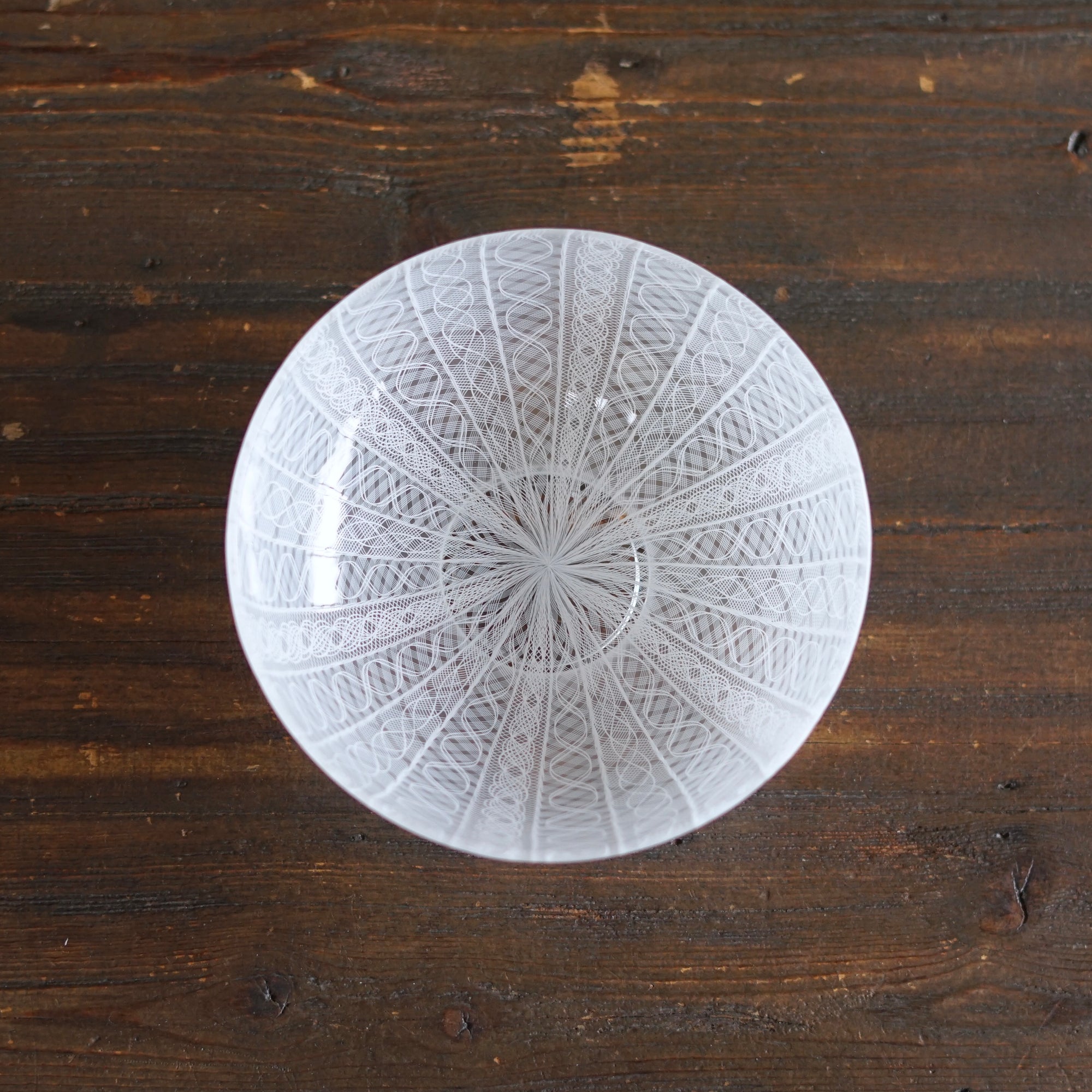 White Lace Glass Shallow Tea Bowl #NS26