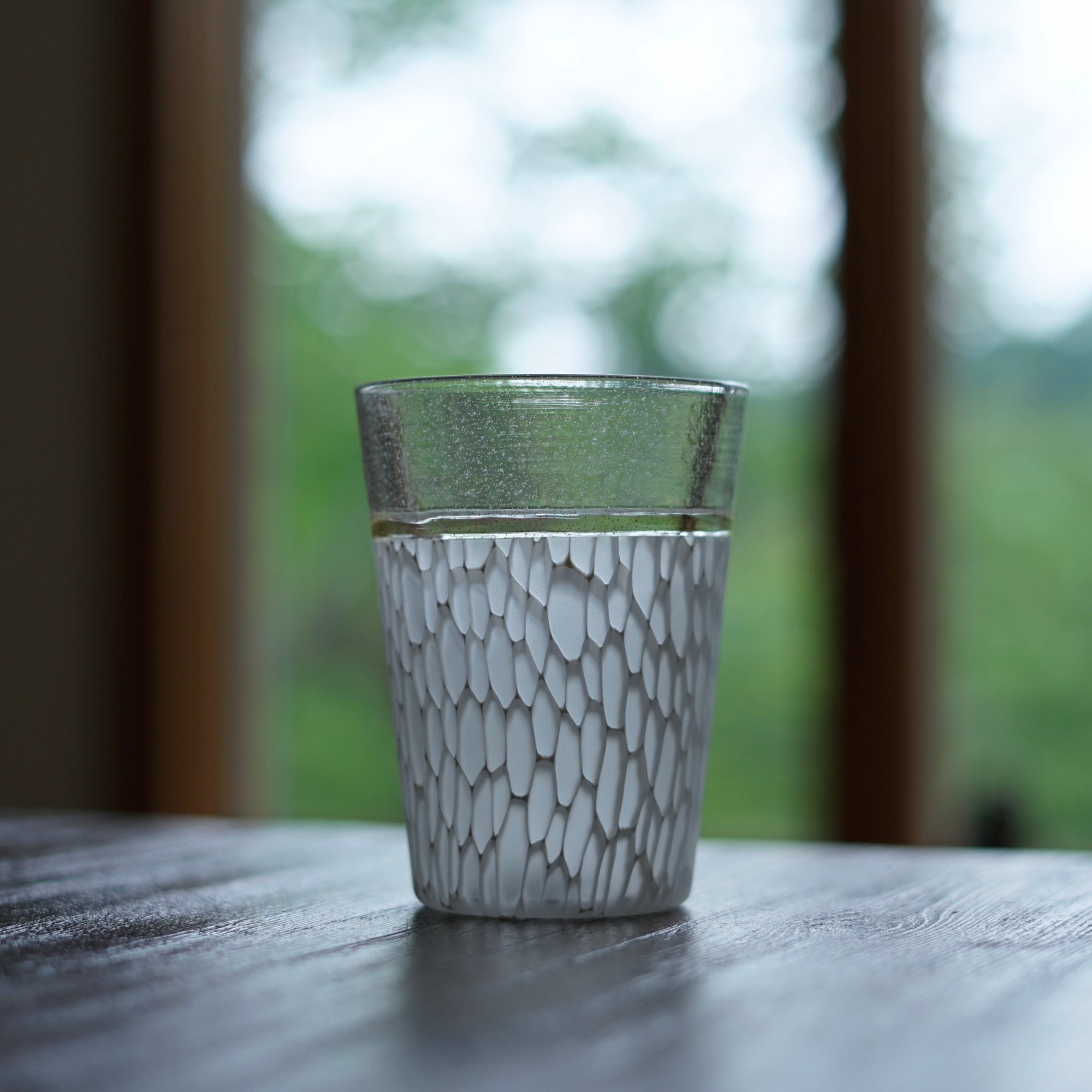 Multifaceted White Glass Tumbler #NS34