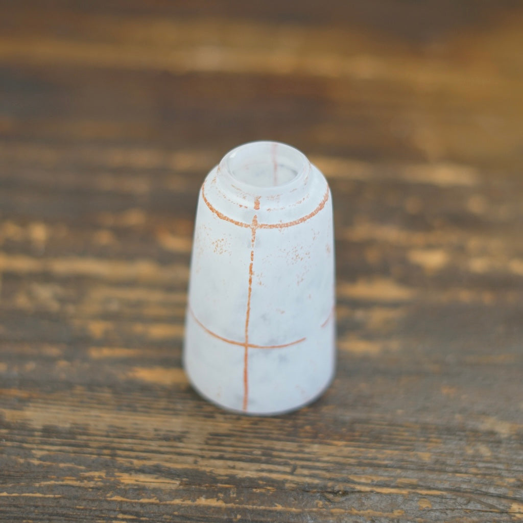 Tall Frosted White Red Line Bud Vase #YY22A