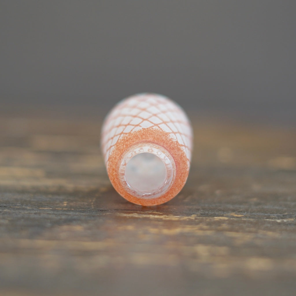 Tall Frosted White Red Mesh Bud Vase #YY14A