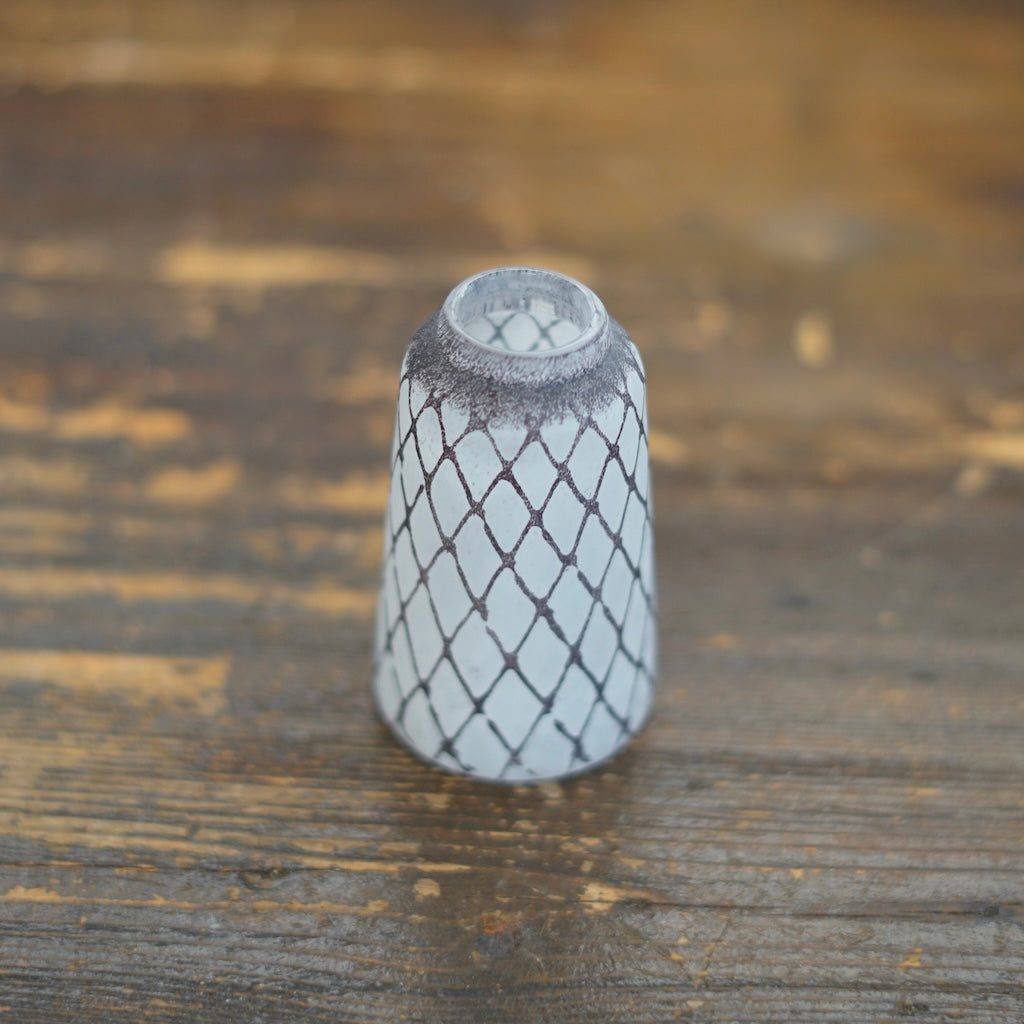 Tall Frosted White Brown Mesh Bud Vase #YY16B