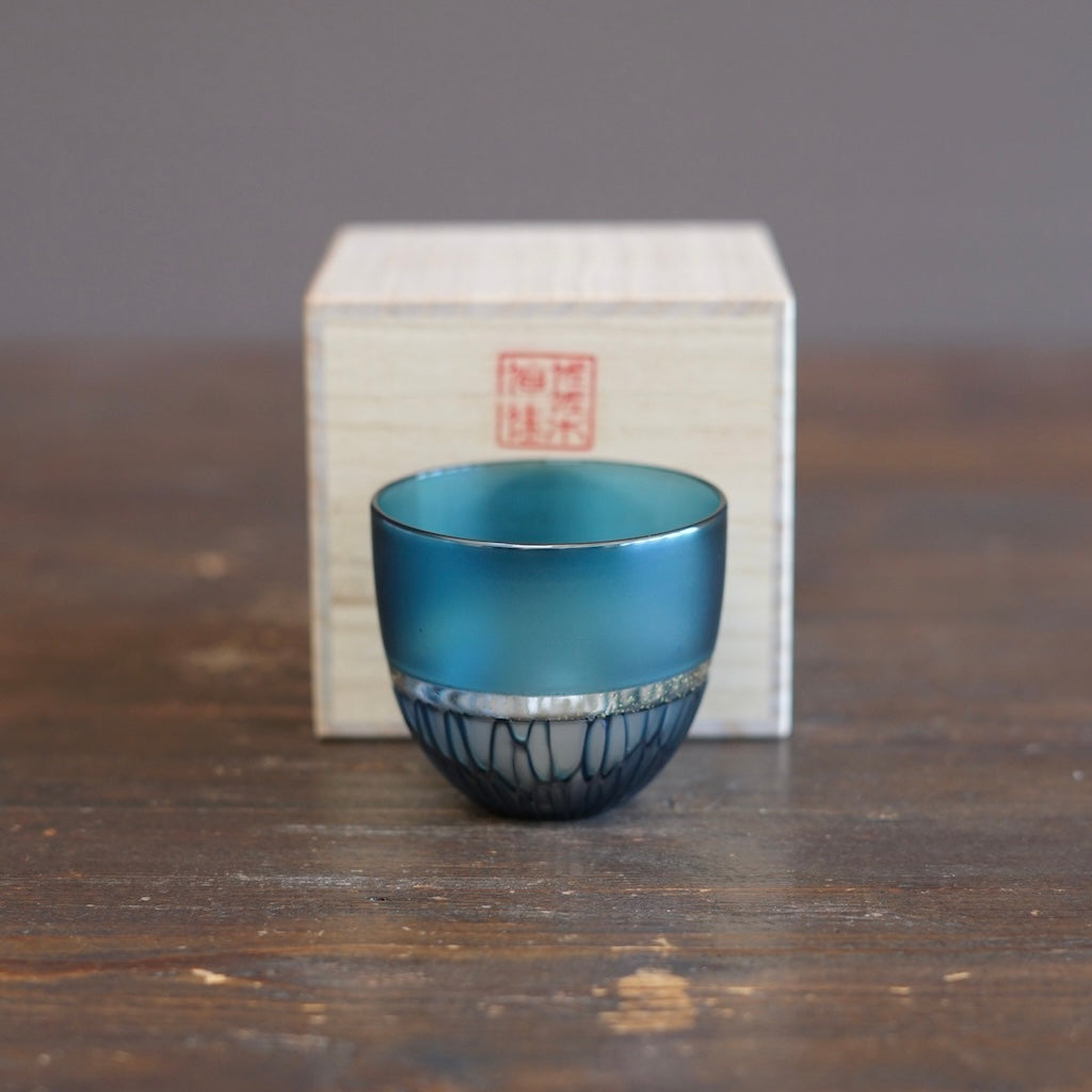 Multifaceted Teal  Murrini GUINOMI Sake Cup #NS10