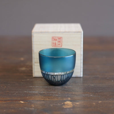 Multifaceted Teal  Murrini GUINOMI Sake Cup #NS10
