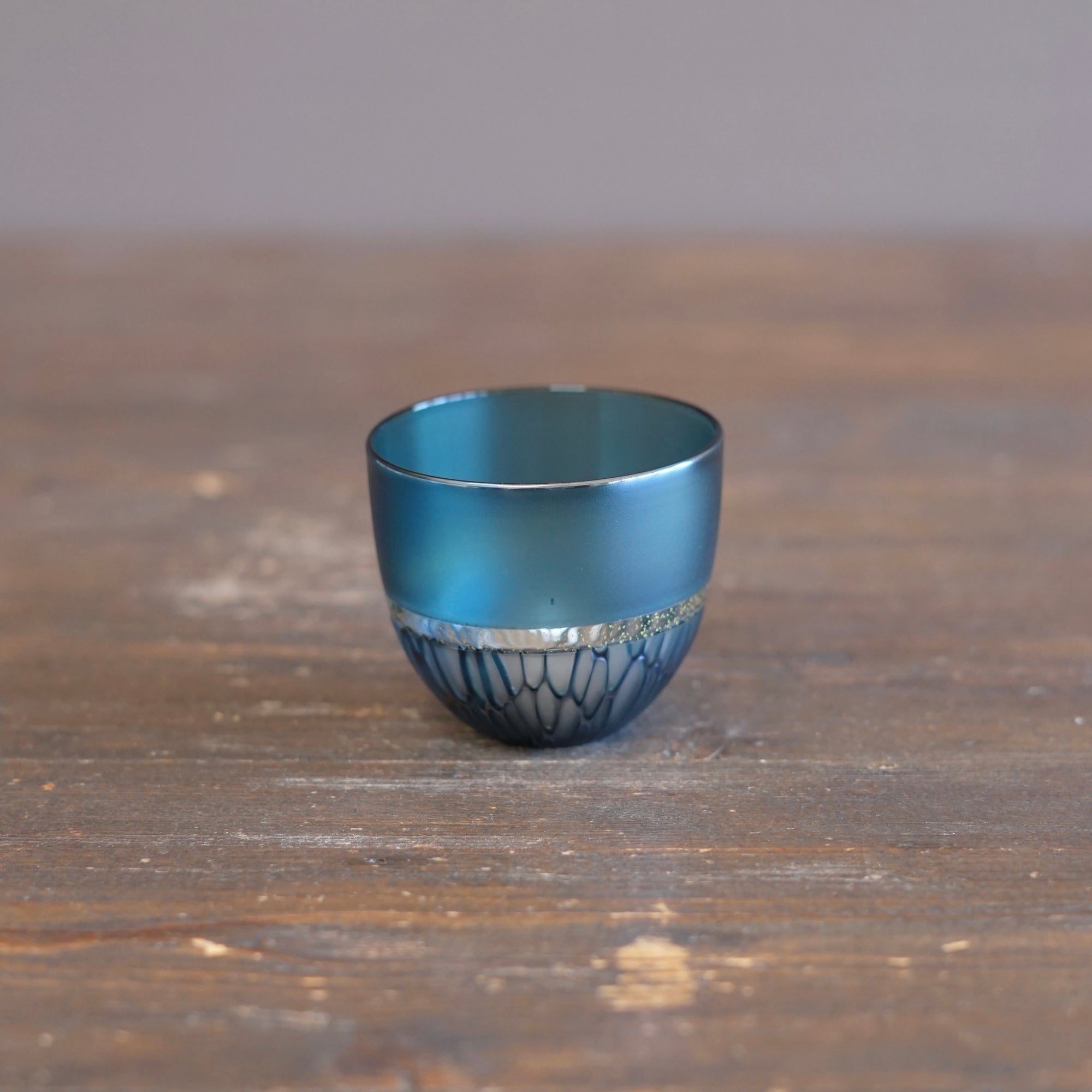 Multifaceted Teal  Murrini GUINOMI Sake Cup #NS10