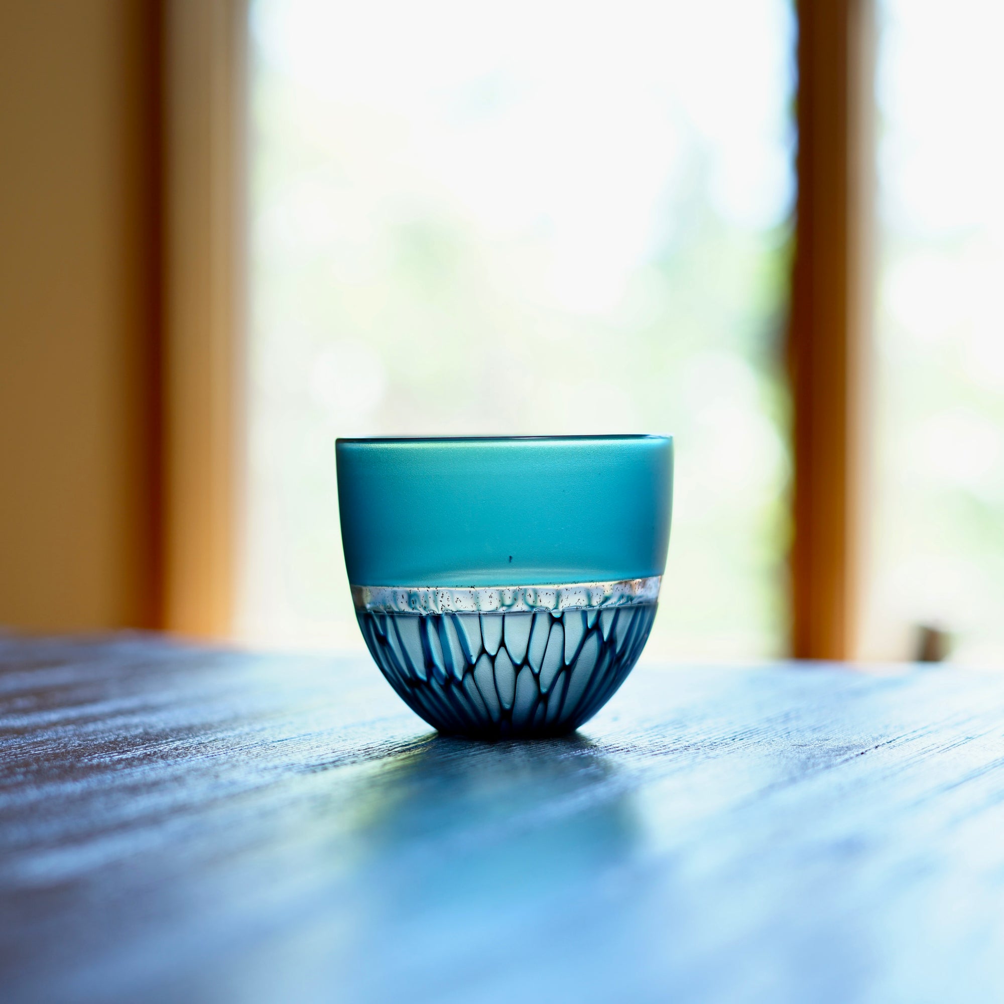 Multifaceted Teal  Murrini GUINOMI Sake Cup #NS10
