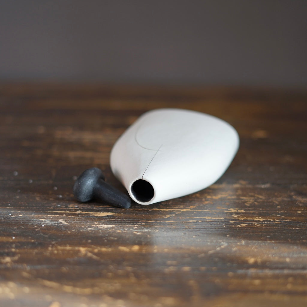 White Bottle Vase with Black Cap #KT131A