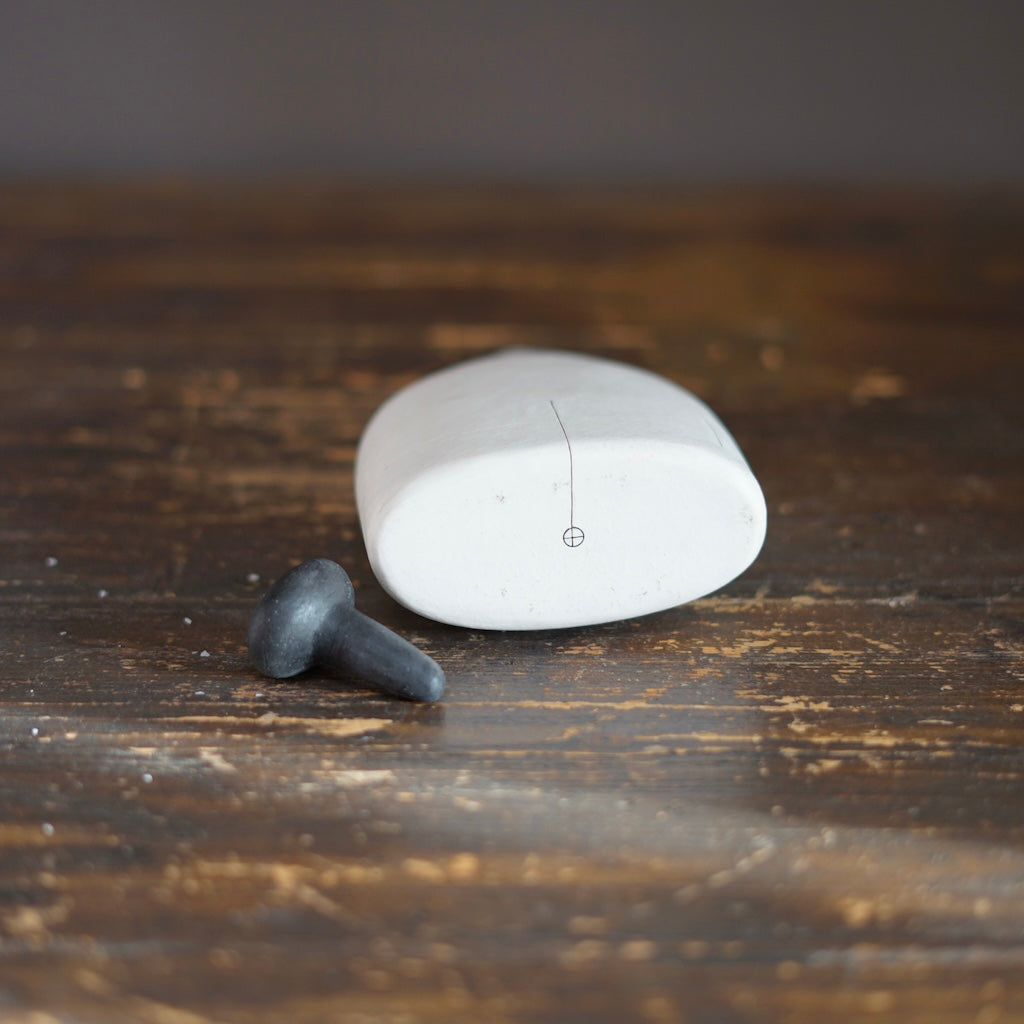 White Bottle Vase with Black Cap #KT131A