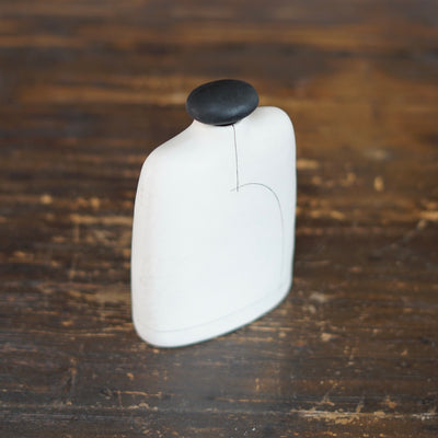 White Bottle Vase with Black Cap #KT131B