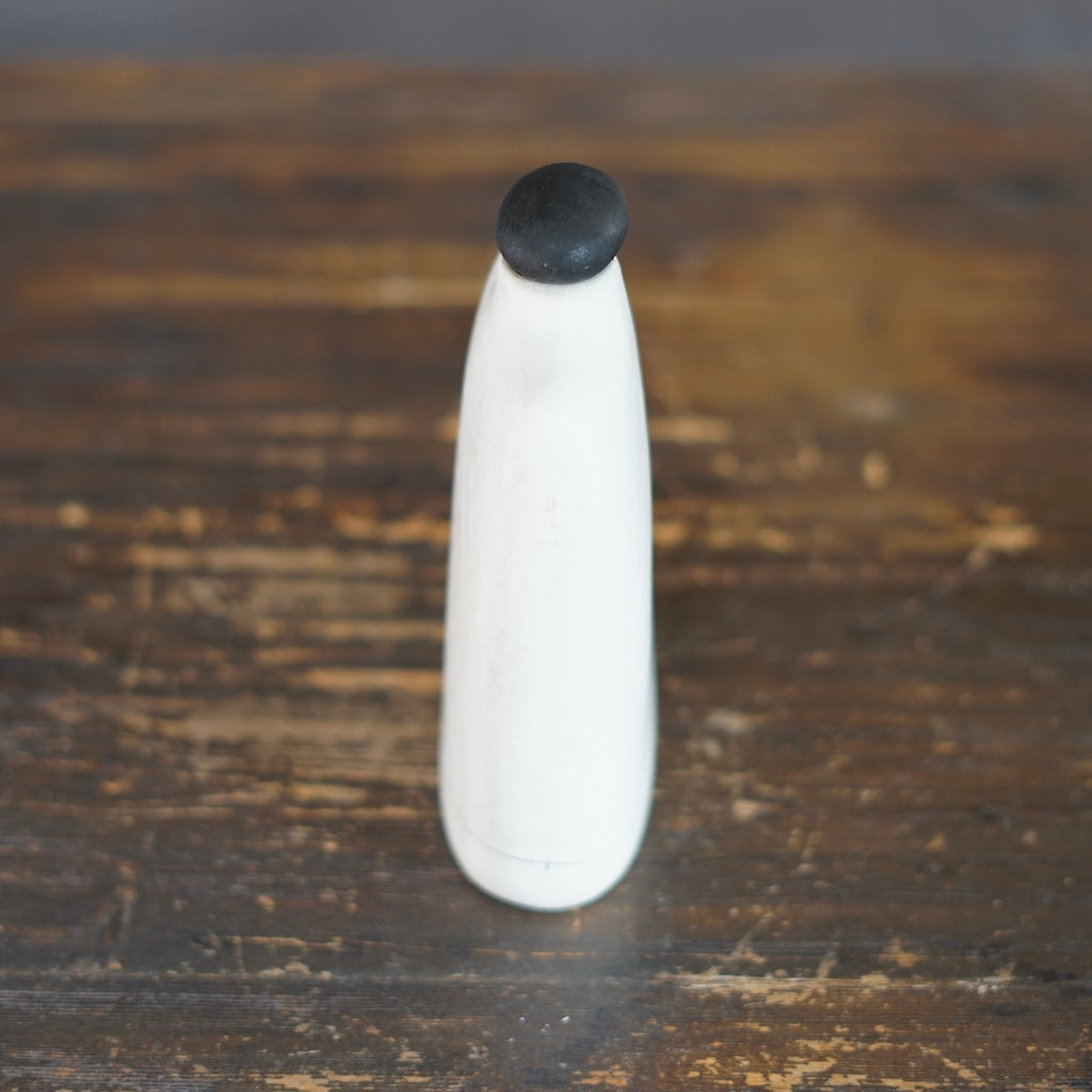 White Bottle Vase with Black Cap #KT131B