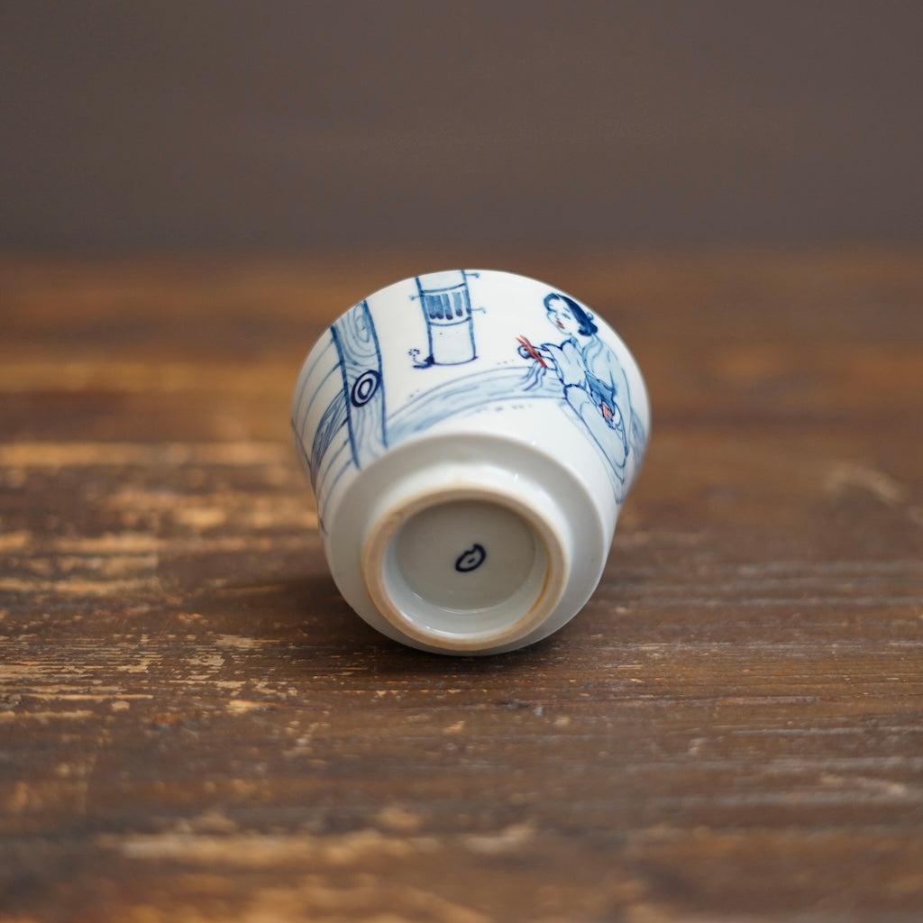 NAGASHI SOUMEN Blue & White Soba Cup #MA156D