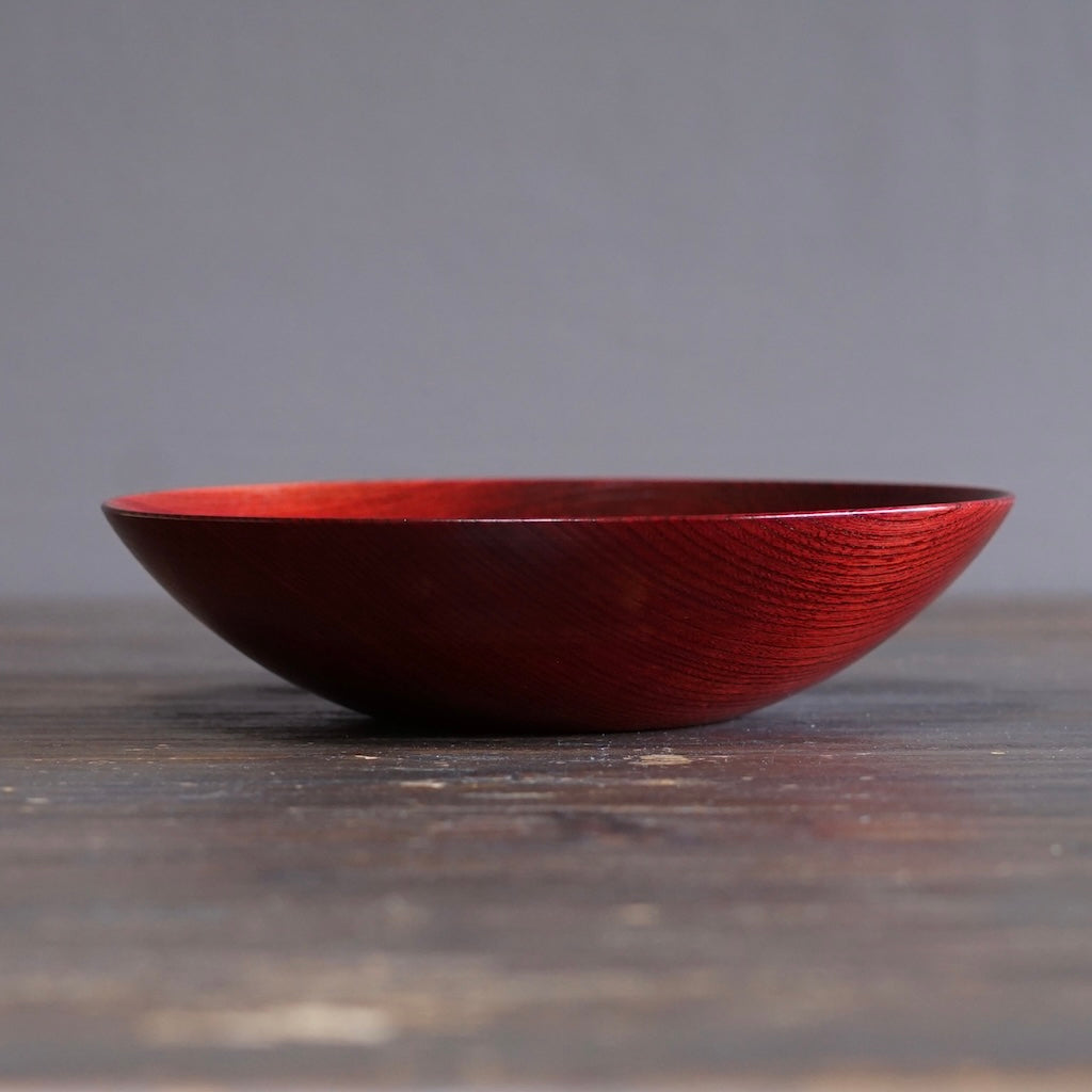 Red Japanese Zelkova Lacquer Sering Bowl #F41-10B
