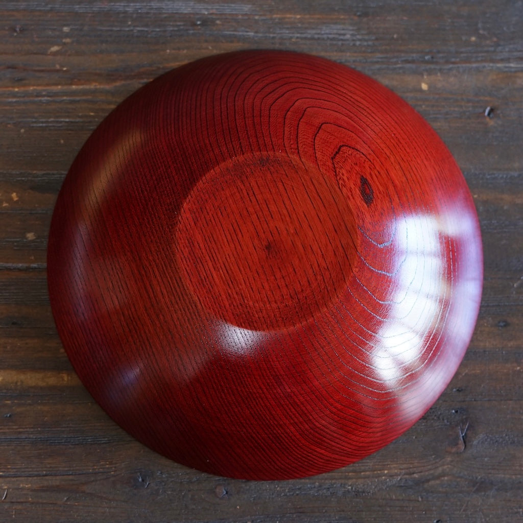 Red Japanese Zelkova Lacquer Sering Bowl #F41-10B